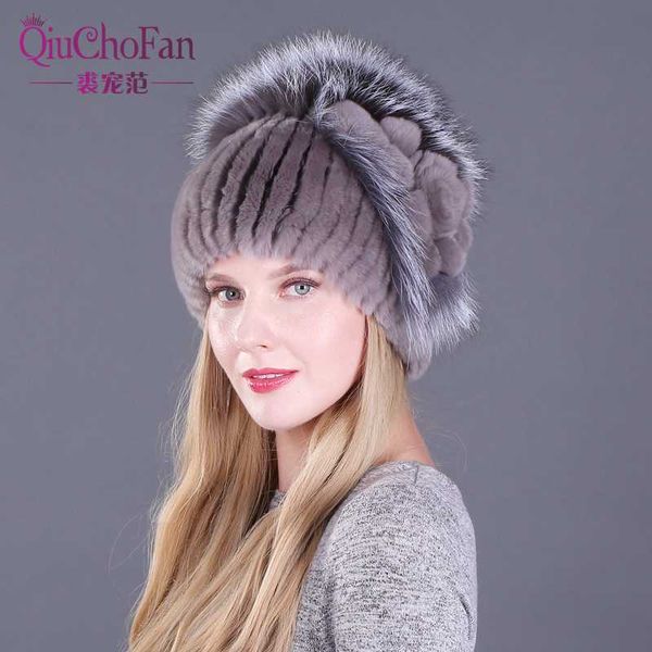 

winter women's 100%natural rex fur cap lady warm authentic rex fur caps good elastic real hats, Blue;gray