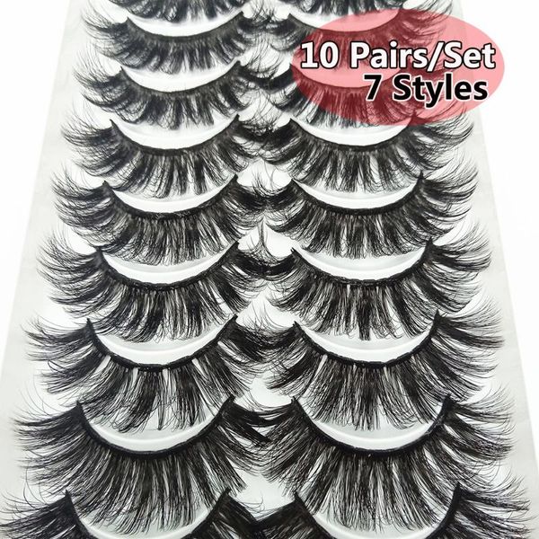 

false eyelashes 10 pairs soft 3d mink hair thick wispies natural extension messy handmade cruelty-free
