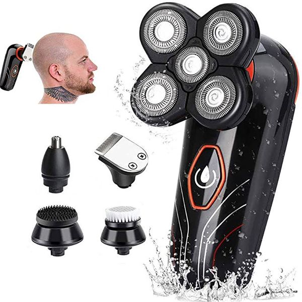 

electric shaver razor 5-in-1 usb rechargeable waterproof 5d rotary shaver electric trimmer & grooming kit with 5 floating