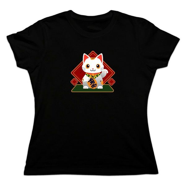 

cute lucky cat maneki-neko женщин новизны футболки top рождественские подарки tee shirt