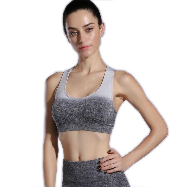 

бесшовный bralette женщина йог bras спортивные бюстгальтеры бег бег безрукавки жилет тонкого фитнес wear центр спортивных спортивный tops, White;black