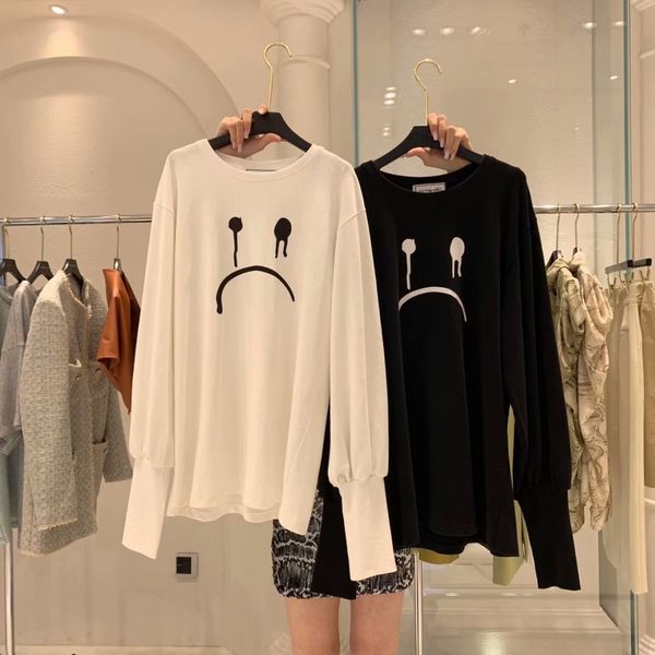 

2020 summer new dongdaemun crying face printed loose long sleeve 2020 summer new pulloversweater pullover dongdaemun crying face printed loo, Black