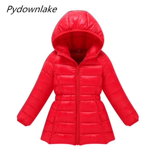 

2019 fashion girls autumn winter jacket parkas kids warm hooded down cotton coats outwear children soild cotton padded overcoat, Blue;gray