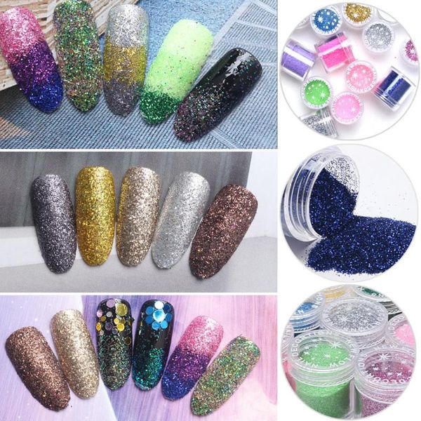 

nail glitter powder 10g holographic laser glitters dust manicure art decorations for dipping pigment, Silver;gold
