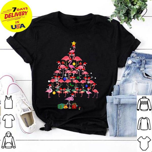 

funny flamingo christmas tree t-shirt t-shirt xmas holiday gift ideas