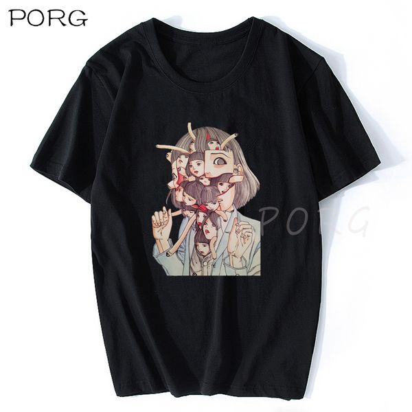 

man manga junji ito t shirts shintaro kago girl tees shirt short-sleeved aesthetic japanese anime shirt graphic tees