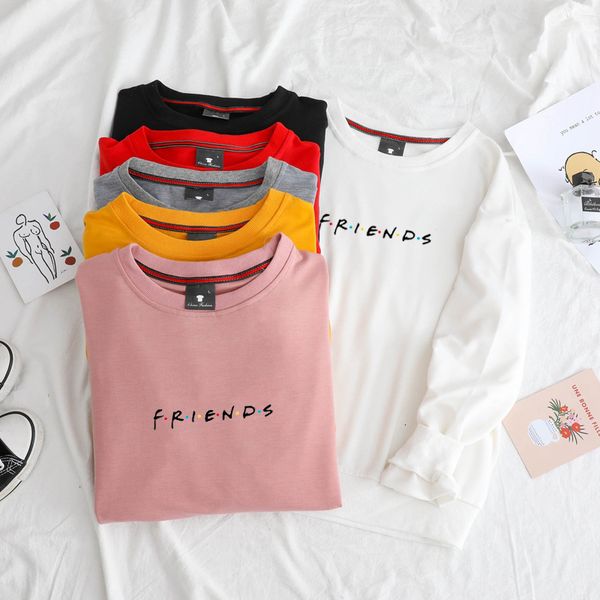 

friends hoodie men women punk harajuku sweatshirt long sleeve spring autumn drop shoulder sportwear solid casual pullover, Black