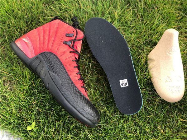 

authentic 12 reverse flu game basketball shoes mens varsity red black real carbon fiber gym red outdoor sneakers with original box us7-13