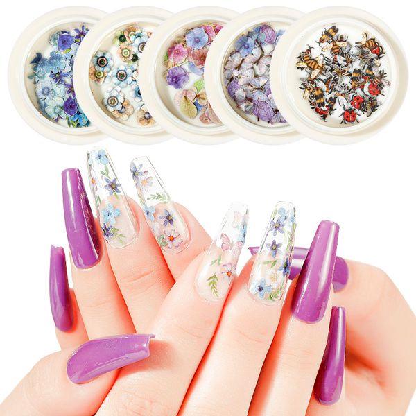 

1 box 3d nail stickers colorful stickers wraps decorations nail wood pulp self-adhesive hno-01-30, Black