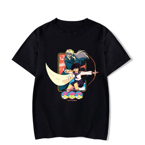 

summer 2020 new inuyasha lord sesshomaru cosplay short sleeve black cotton t shirt men cartoon print vintage tshirt homme