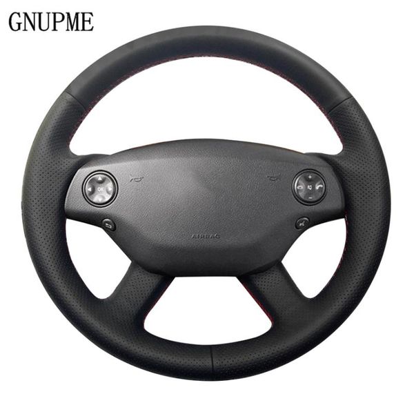 

diy black artificial leather car steering wheel covers case for s350 s-class 2006-2008