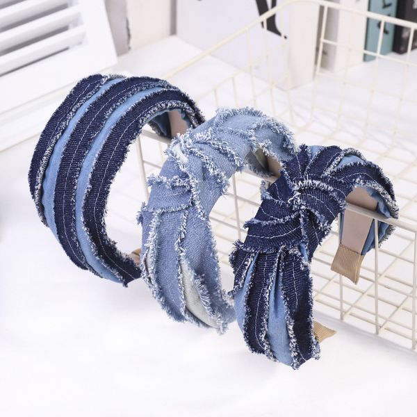 

denim knot hairband handmade knotted headband customized hair accessories