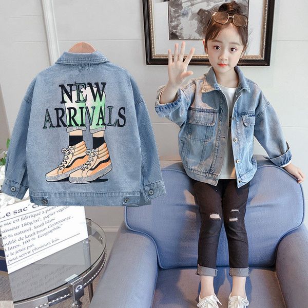 

girls' denim jackets, spring clothes, children's denim, foreign nets, red children's clothes, little girls, big boys' sh, Blue;gray