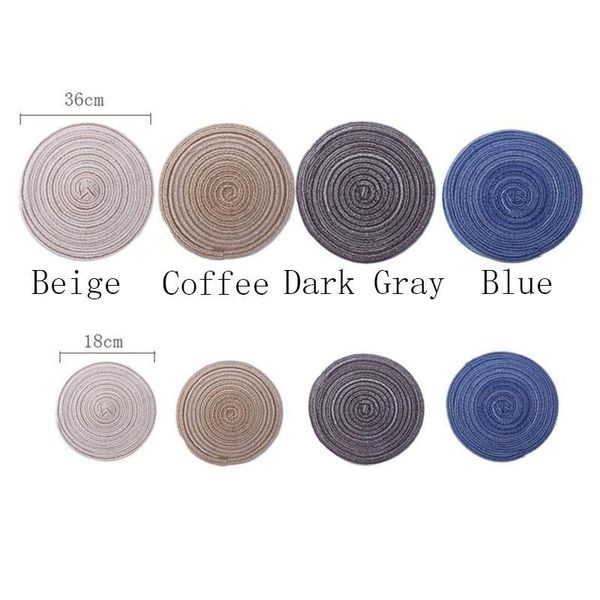 

18cm dinner placemat dining table mat disc pads bowl pad coasters table decor cloth pad slip-resistant pad insulation