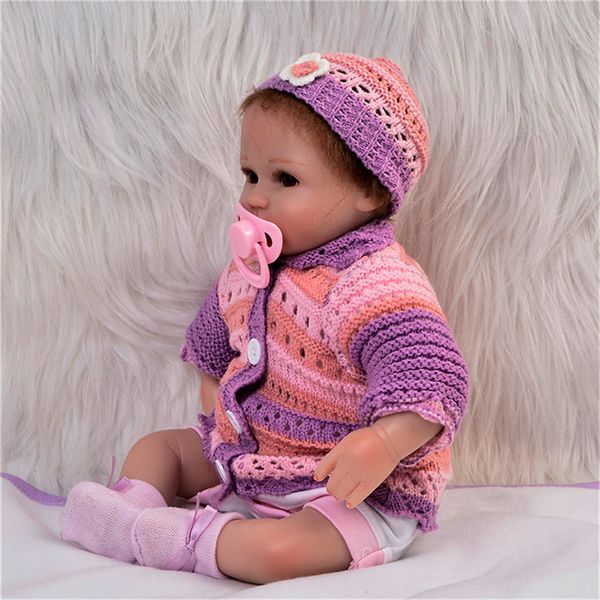 

purple coat romper hat socks set outfits for 17-18inch reborn baby girl doll