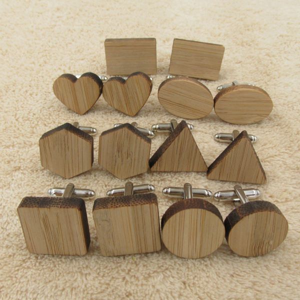 

cuff link and tie clip sets geometry wood men's cufflinks blanks links wooden jewelry accessory, Silver;golden