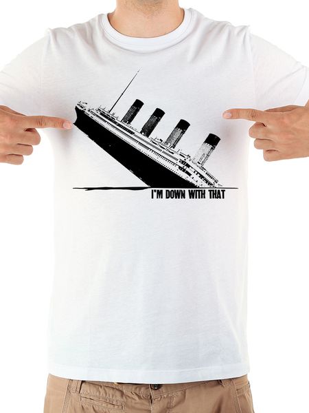 

im вниз с titanic смешной выродок тенниска homme 2019 летом новый белый случайные короткий рукав рубашки мужчин