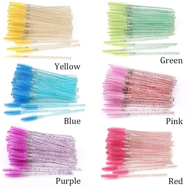 

makeup brushes 50pcs disposable crystal eyelash brush mascara wands applicator grafting curling comb beauty tool