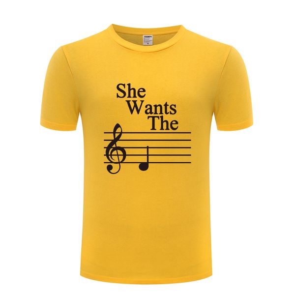 

she wants the d music notes novelty creative men's t-shirt t shirt men 2018 new short sleeve o neck cotton casual tee