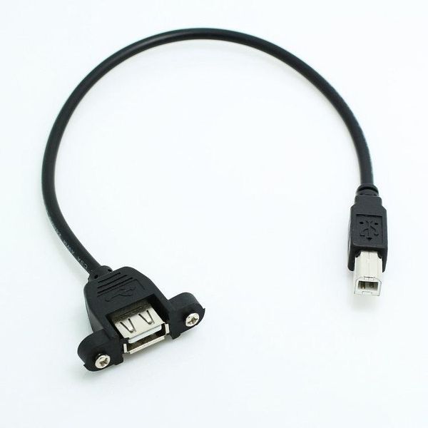 

10pcs/lot---0.3m usb 2.0 type b male to a female bm to af screw lock panel mount data cable cord