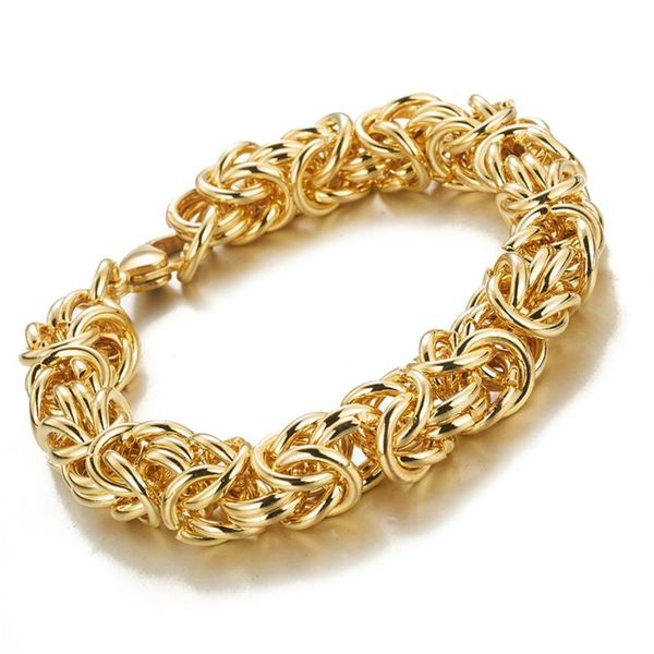 

7-11inch stainless steel link gold byzantine chain punk biker jewelry fashion mens womens bracelet chain wristband 10mm, Black