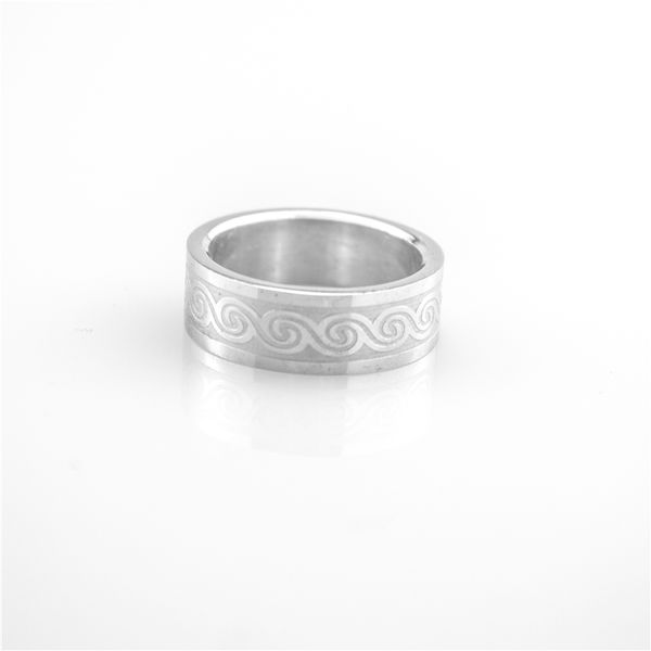 

acero inoxidable joyeria mujer china ethnic auspicious cloud pattern wedding rings simple stainless steel rings jewelry women, Slivery;golden