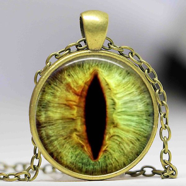 

pendant necklaces wholesale glass dome dragon eye charm necklace, cats jewelry, Silver