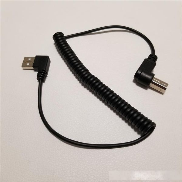 

1 pcs retractable 90 degree right angle usb type a male to b male am to bm adapter converter spiral coiled spring curl printer cable