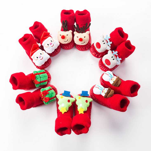 

socks baby girl boy warm winter christmas floor anti-slip room casual cartoon for, Pink;yellow