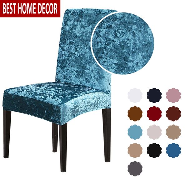 

1/2/4/6pcs velvet stretch dining chair cover stretch elastic dining chair removable spandex slipcover for wedding banquet
