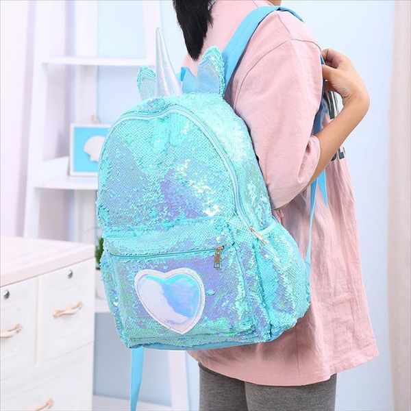

sequins unicorn school bags for girls backpack cute kids school bag large capacity children backpacks sac enfant mochila escolar