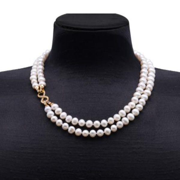 

9.5-10mm white freshwater pearl necklace strand with multiple-use, Silver