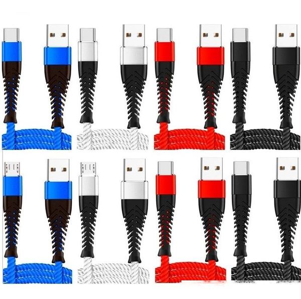 

alloy phone charger cable 1m 30cm fabric nylon micro v8 5pin type c usb cables wire for samsung galaxy s8 s9 s10 s7 htc lgpho