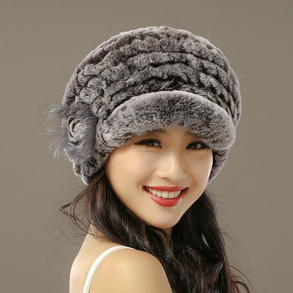 

winter hats for women real women's streetwear hat decoration autumn warm fur cap czapka zimowa my816, Blue;gray