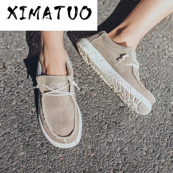 

2020 summer men's canvas shoes man business casual shoes comfortable lace up loafers men male driving big size 47, Black