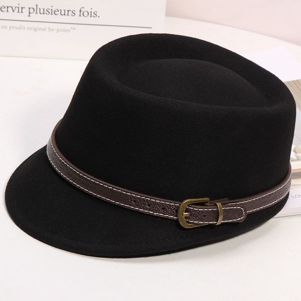 

женщина зимы solid color восьмиугольная hat lady party fedora шляпа мода войлок восьмиклинок 100% шерсть конного cap 56-58cm y200714, Blue;gray
