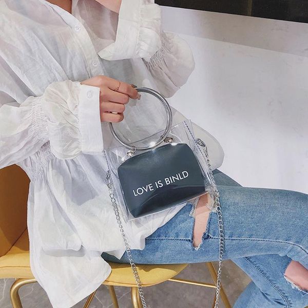 

trend lady transparent square bag shoulder bag messenger + hand wallet casual female bags trunk tote crossbady handbag