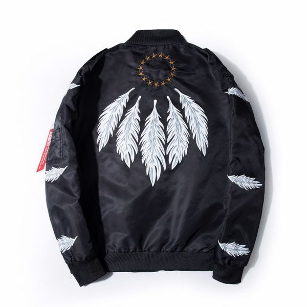 

sifan мужские осенние куртки для печати перья стенд воротник bomber jacket моды верхней одежды мужские thin coat bomb бейсбольные теплые кур, Black;brown