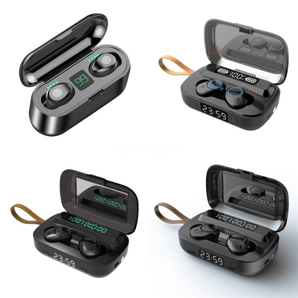 

wireless earphone bluetooth v5.0 f9 tws headphone hf stereo earbuds led display touch control 2000mah power bank headset with microphone #31