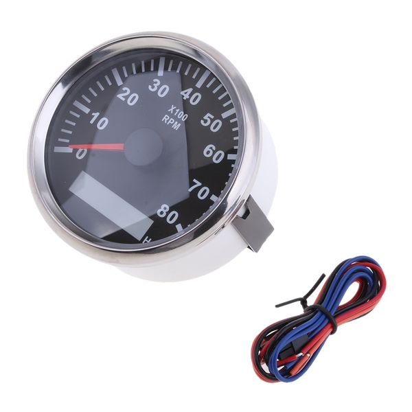 

85mm marine boat tachometer car truck tacho gauge w/ hour meter 8000rpm #1