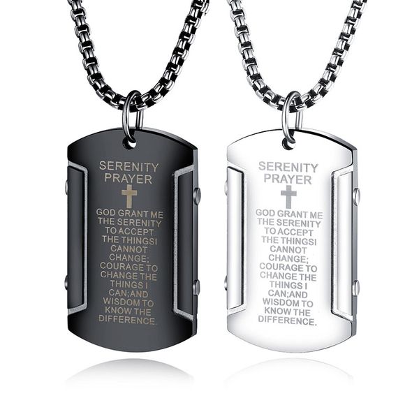 

pendant necklaces fashion bible cross necklace stainless steel christianity scripture square plate men religious jewelry gj-27, Silver