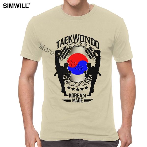 

taekwondo tshirt yin yang flag korean made martial art t shirts men's retro short sleeve soft cotton t-shirt o-neck korean tee