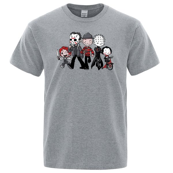 

summer cotton punk rock men's t shirt maniac park horror movie theme park jason clown saw halloween funny artsy men tees