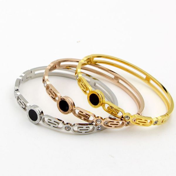 

bangle 2021 fashion lucky stainless steel bracelet wholesale jewelry bracelets women's for women, Black