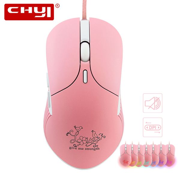 

silent mouse 3200 dpi gaming mouse with 7 color backlit wired optical pink game mice for computer pc lapgamer new
