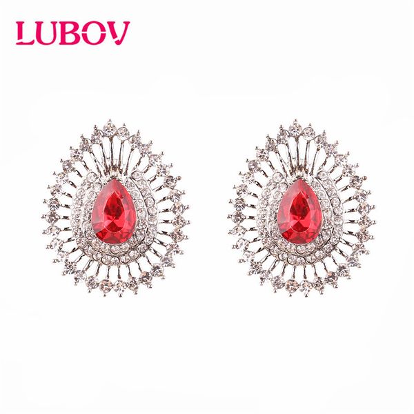 

stud lubov fashion geometric water earrings luxury gold color rectangle rhinestone earring for women party jewelry gift, Golden;silver