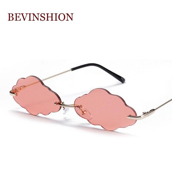 

sunglasses brand design clouds shape women men rimless 2021 vintage sun glasses summer candy color lesn red black retro, White;black