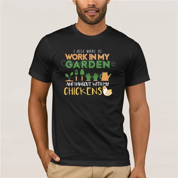 

trendy creative graphic t-shirt trending work in my garden hangou with my chickens gardening tshirt men