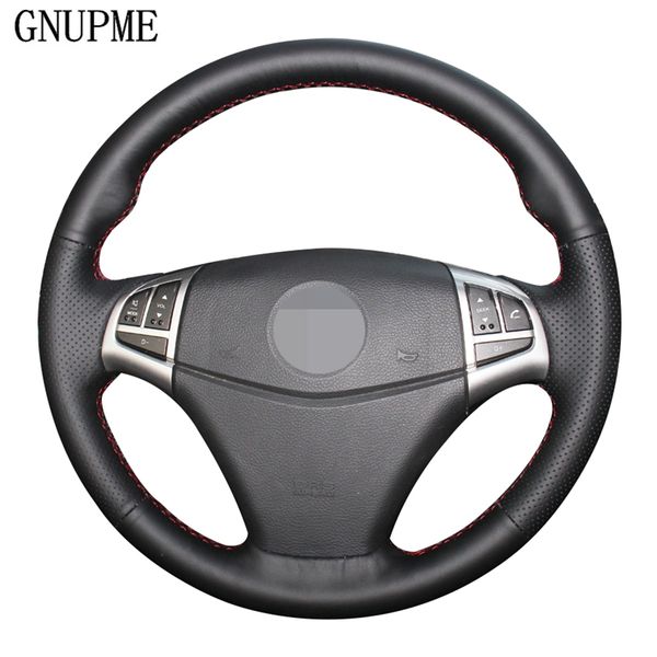 

hand-stitched diy black artificial leather car steering wheel cover for ssangyong korando 2011-2014