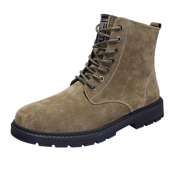 

autumn winter boots men outdoor wear non-slip shoes retro short bootie suede leather male low-heel snow boot zzapatillas hombre, Black